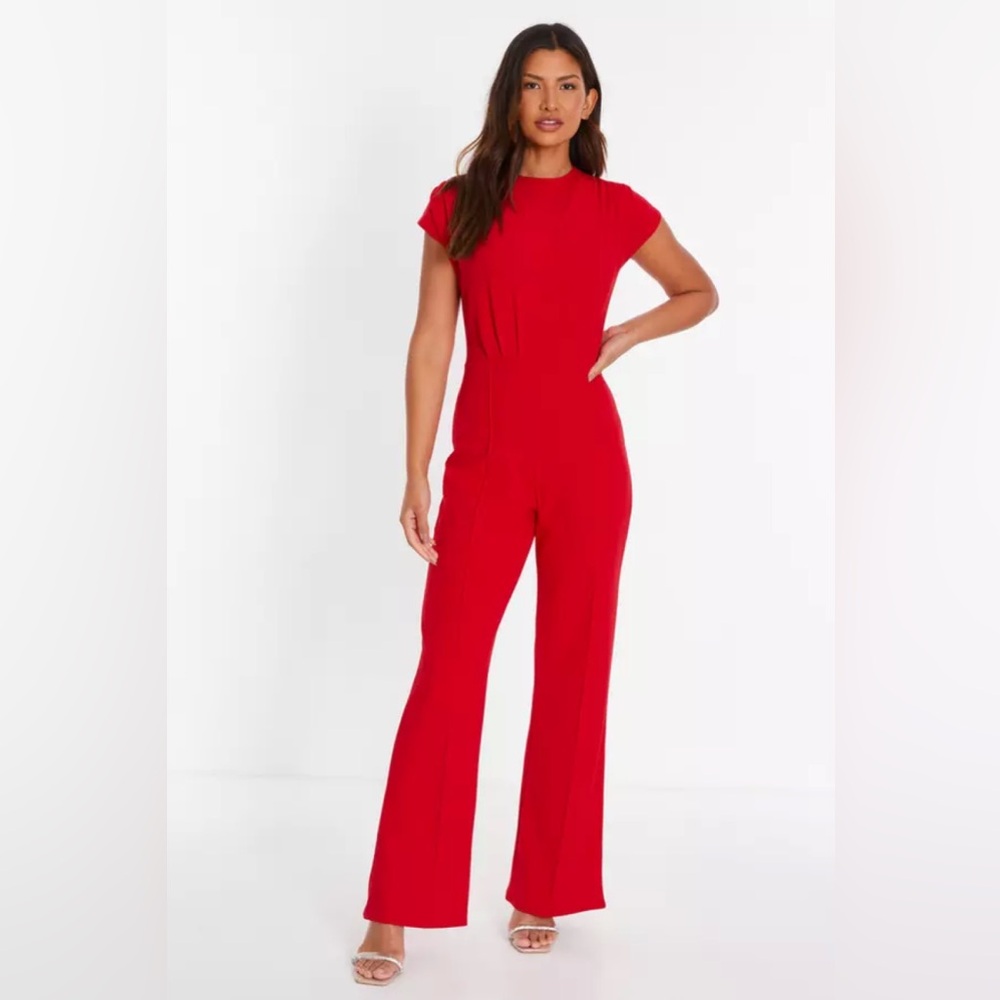 Women Quiz Red High Neck Palazzo Jumpsuit- SIZE US 10 - NEW WITH TAGS